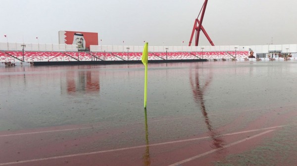 أستاد البحرين الوطني مغمورا بالأمطار - 20 أكتوبر 2018